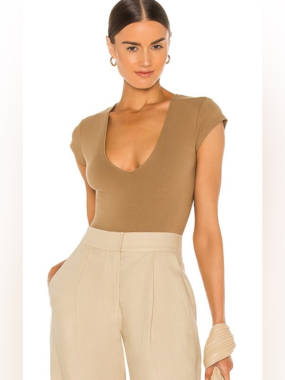 ATM Anthony Thomas Melillo Camel bodysuit Pima Cotton